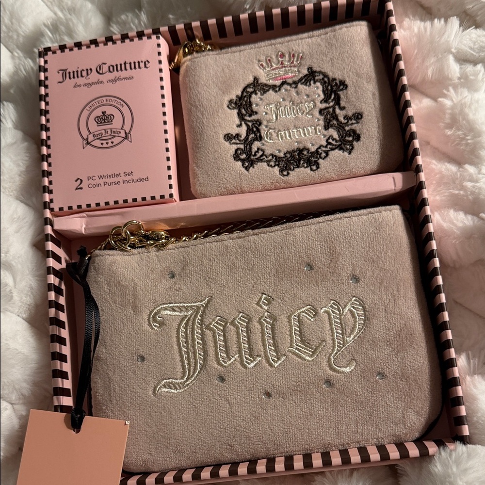 Juicy Couture Dusty Blush Wristlet and Coin Purse Set